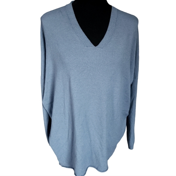 M Made in Italy Cashmere Blend Dusty Blue Sweater sz L - Picture 1 of 6